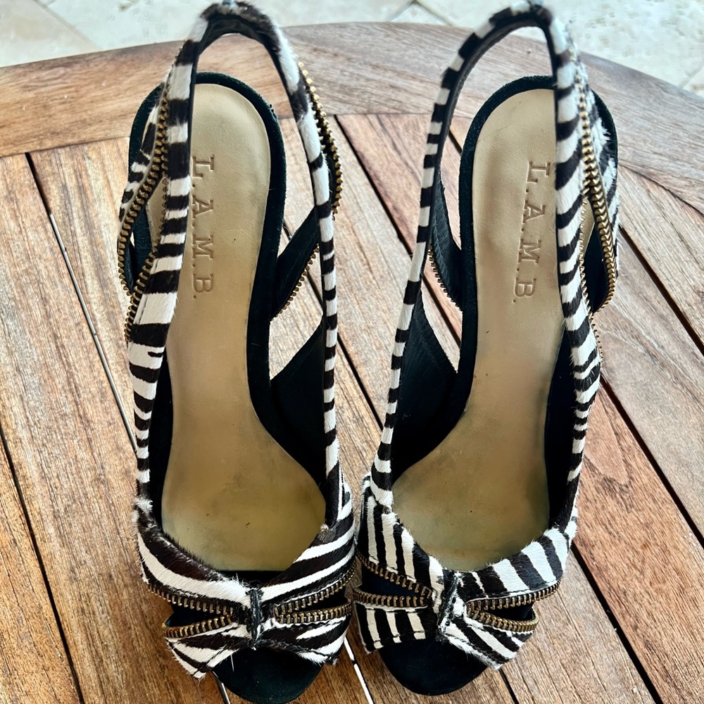 L.A.M.B Zebra Heels